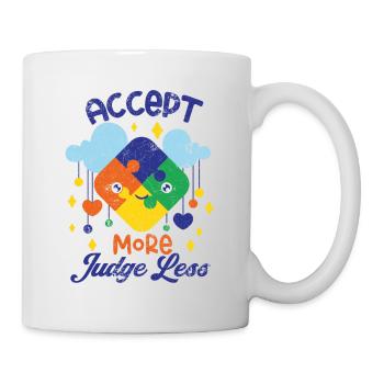PLUS ACCEPTER MOINS JUGER LES DICTONS AUTISTES - Mug blanc - blanc - Droite