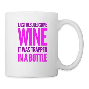 I saved the wine. It was trapped in a bottle - Mug - white - Right