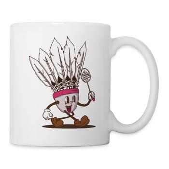 funky Shuttlecock Gesicht Walking Retro-Stil - Tasse - Weiß - Rechts