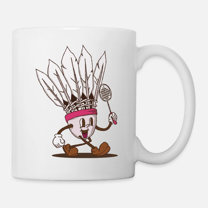 funky Shuttlecock Gesicht Walking Retro-Stil - Tasse - Weiß