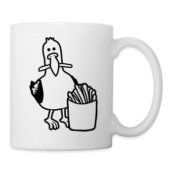 Geklaute Pommes glückliche Möwe - Tasse - Weiß - Rechts