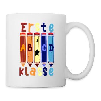 1. Klasse Rockgitarre Schulbeginn T shirt - Tasse - Weiß - Rechts