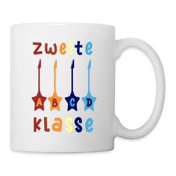 2. Klasse ABCD Rockgitarre Schulbeginn T shirt - Tasse - Weiß - Rechts