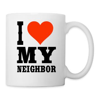 J’aime mon voisin, le T-shirt du quartier - Mug blanc - blanc - Droite