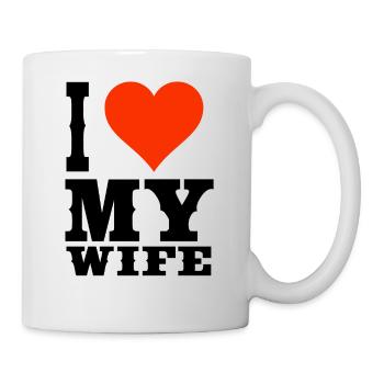 Ich liebe meine Ehefrau T-Shirt - Tasse - Weiß - Rechts