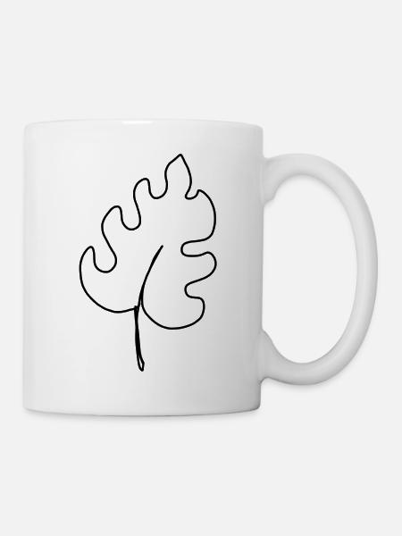 Minimalistisches Blatt - Tasse - Weiß