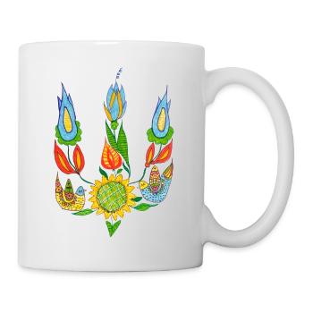 Trident ukrainien, motif floral, symbole UA. - Mug blanc - blanc - Droite