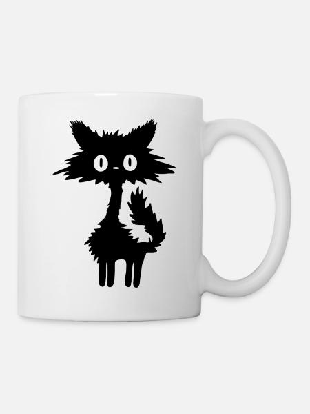 Schwarze Katze - Tasse - Weiß