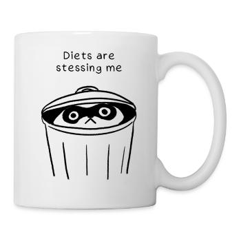 "Diets are stressing me" - Raccoon - Tasse - Weiß - Rechts