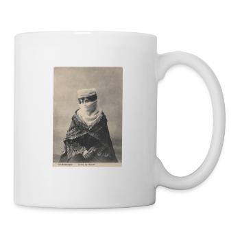 Harem lady Ottoman Empire on old postcard - Mug - white - Right