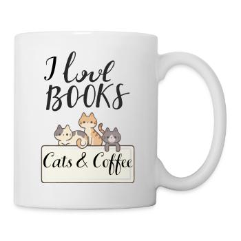 I love books, coffee and cats - Mug - white - Right