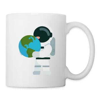 Astronaut mit Erdkugel Geschenk für Astronauten - Tasse - Weiß - Rechts