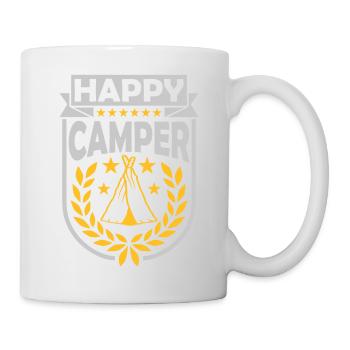 Happy Camper Logo Tente - Mug blanc - blanc - Droite