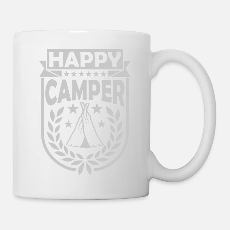 Zelt Happy Camper Logo - Tasse - Weiß