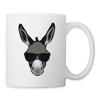 Esel mit Sonnenbrille Lustige Geschenkidee - Tasse - Weiß - Rechts