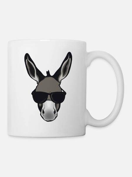 Esel mit Sonnenbrille Lustige Geschenkidee - Tasse - Weiß