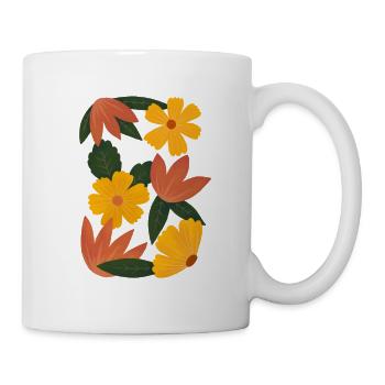 Fleurs jaunes et rouges - Mug blanc - blanc - Droite
