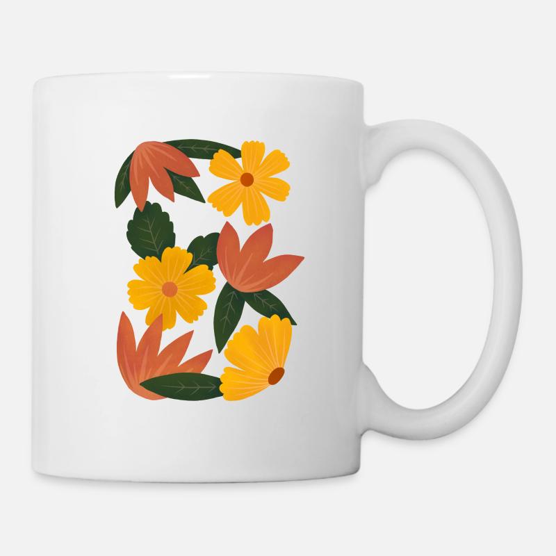 Yellow and red flowers - Mug - white