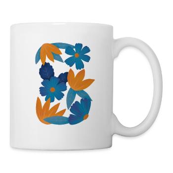 Blue and orange flowers - Mug - white - Right