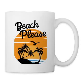 Beach Please - Palm Sunset Shirt - Mug - white - Right