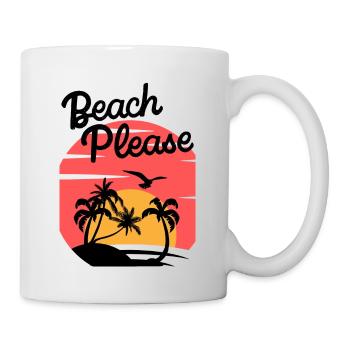 Beach Please - Palm Sunset Shirt - Mug - white - Right