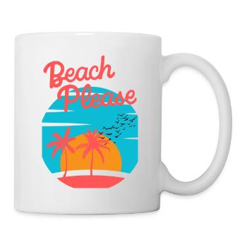 Beach Please - Palm Sunset Shirt - Mug - white - Right