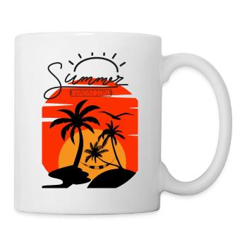 Vacances d’été - Palm Sunset Shirt - Mug blanc - blanc - Droite