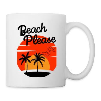 Beach Please - Palm Sunset Shirt - Mug - white - Right