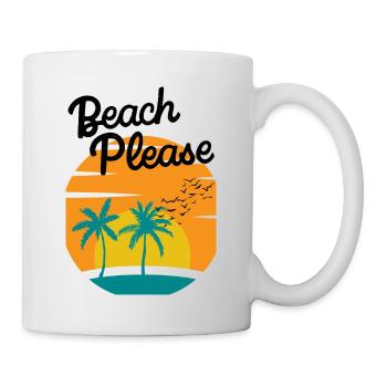 Beach Please - Palm Sunset Shirt - Mug - white - Right