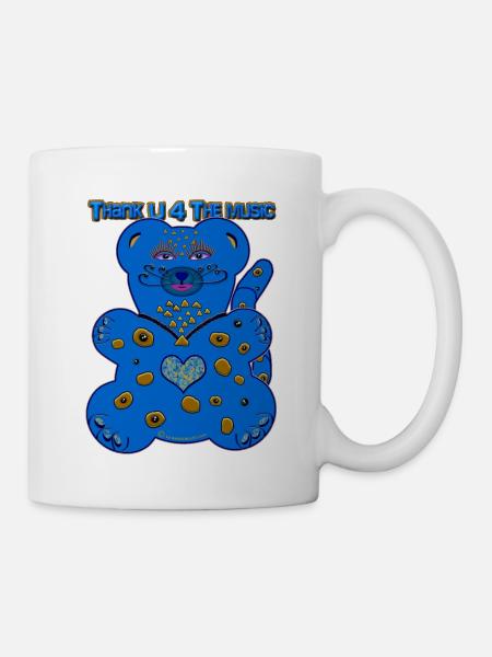 Thank U 4 the music * bear-cat in blue - Tasse - Weiß