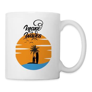 Surfboard with Sunset Red - Make Waves - Mug - white - Right