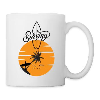 Surfboard with Sunset Red - Surfing - Mug - white - Right