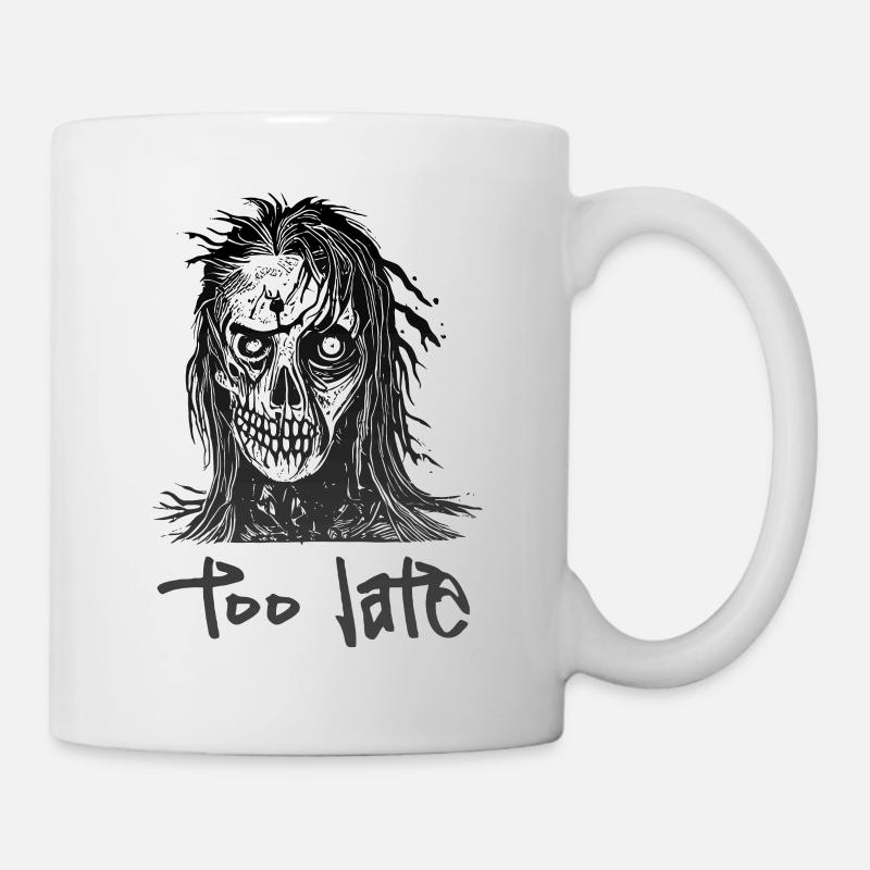 trop tard Noir - Mug blanc - blanc