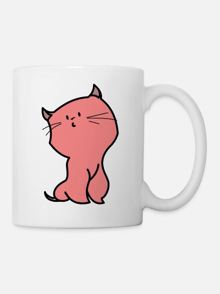 katze rosa - Tasse - Weiß