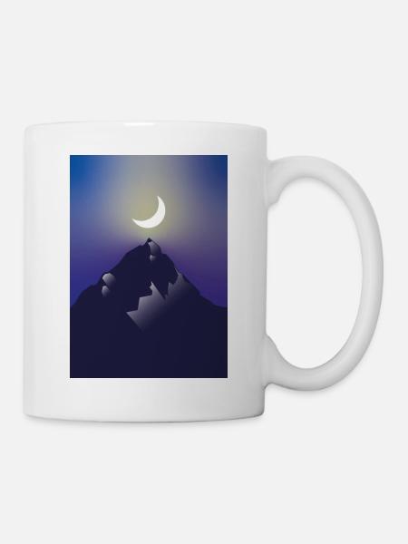 Berge im Mondschein - Tasse - Weiß