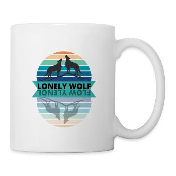 Lonely Wolf Retro 80s Style Howling - Mug - white - Right