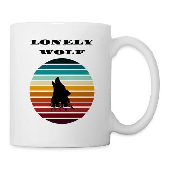 Lonely Wolf Retro 80s Style Howling - Mug - white - Right