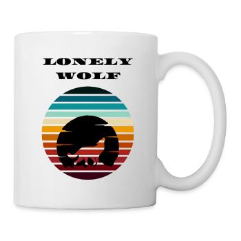 Lonely Wolf Retro 80s Style Howling - Mug - white - Right