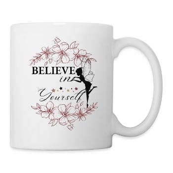 Design Believe in Yourself rose rouge - Mug blanc - blanc - Droite