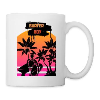 Planche de surf avec Sunset Surfer Man - Palmiers - Mug blanc - blanc - Droite