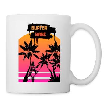 Planche de surf avec Sunset Surfer Woman - Palmiers - Mug blanc - blanc - Droite