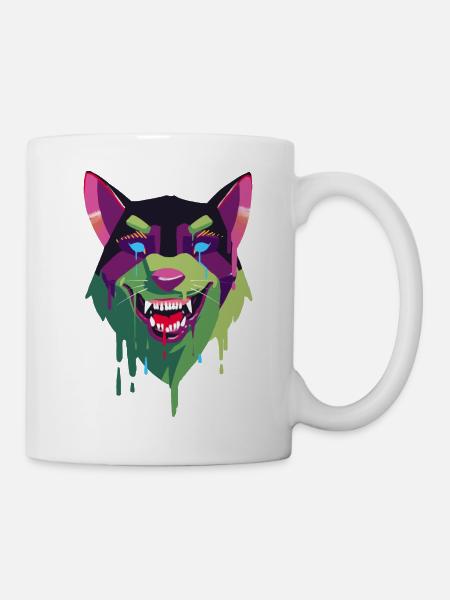 Abstaktischer Wolf, Wolf - Tasse - Weiß