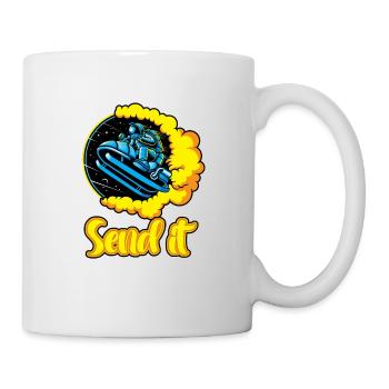 Schneemobil Astronaut fliegt über die - Tasse - Weiß - Rechts