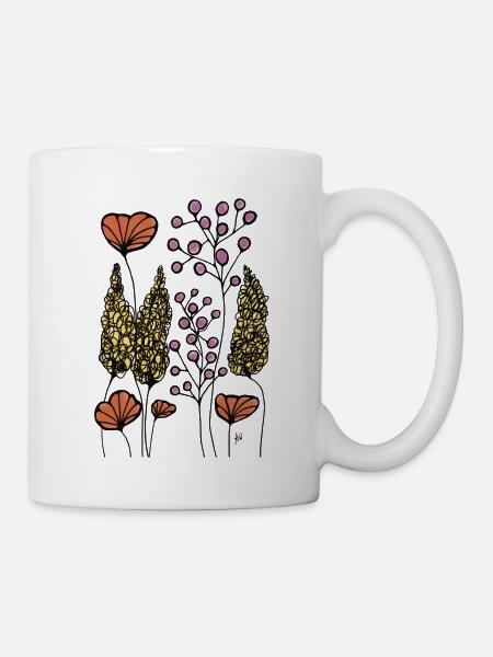 Flowers orange drawing Fineline Colorful - Mug - white