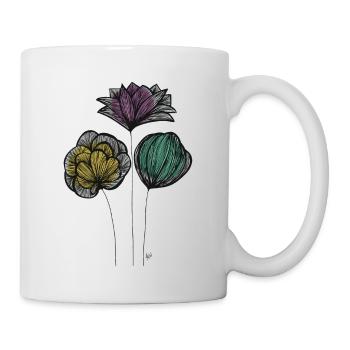 Abstract Fine Line Flowers Colorful - Mug - white - Right