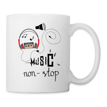 Music non stop - Tasse - Weiß - Rechts