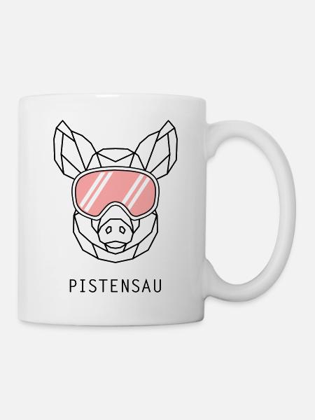 Geometrische Pistensau für Après-Ski Partys - Tasse - Weiß