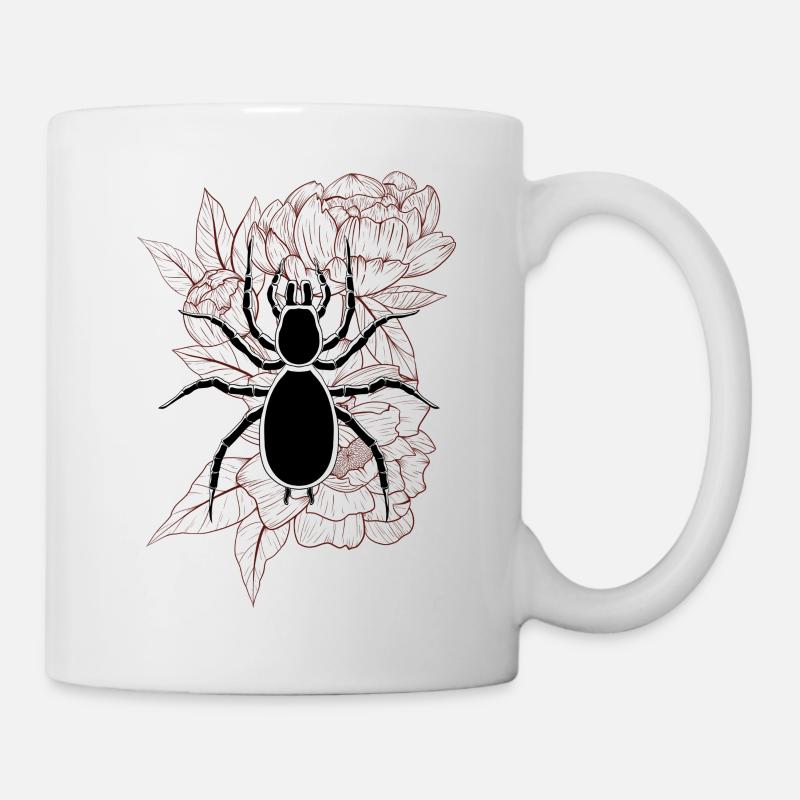 Araignée et pivoines - Mug blanc - blanc