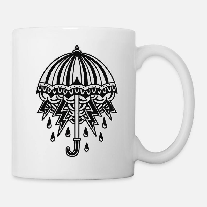 Old school tattoo design umbrella - Tasse - Weiß