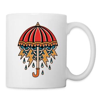 Old school tattoo design regenschirm - Tasse - Weiß - Rechts